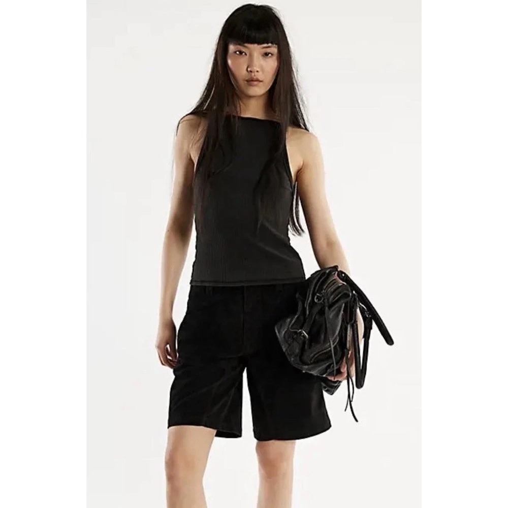 NWT Free People We The Free Dylan Vegan Suede Long Shorts Black Sz 30 $98